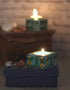 Blue Pottery Candle Holder Set - Turquoise Base
